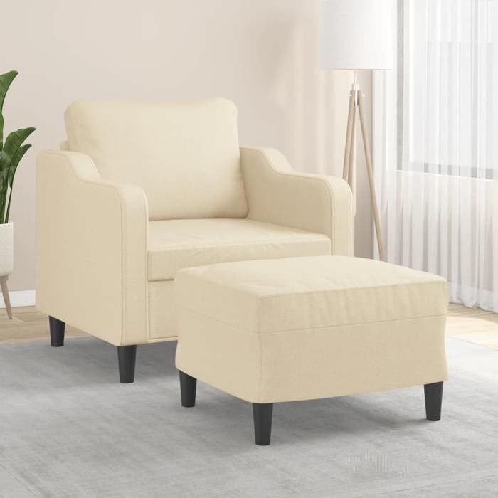 NEW 2026 Fauteuil avec repose-pied Crème 60 cm Tissu L2210