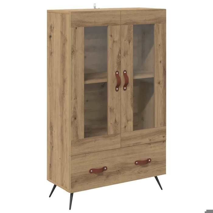 Sarazyj®Bibliothèque KENNETH - Armoire haute vitrine - Haut Armoire/Buffet haut - avec tiroir Chêne artisanal 69 5x31x115cm - 816560