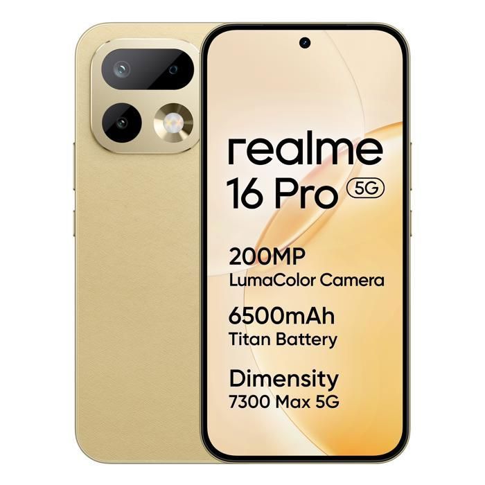 realme 16 Pro 5G Smartphone 8+256 GB Fotocamera AI da 200 MP Batteria da 7000 mAh Oro Master