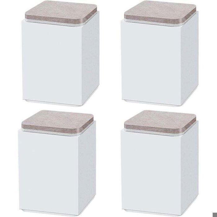 (Blanc 10cm) 4PCS pieds de support de meuble booster en acier carbone auto-adhésif carré 6x6cm pour canapé lit meuble TV