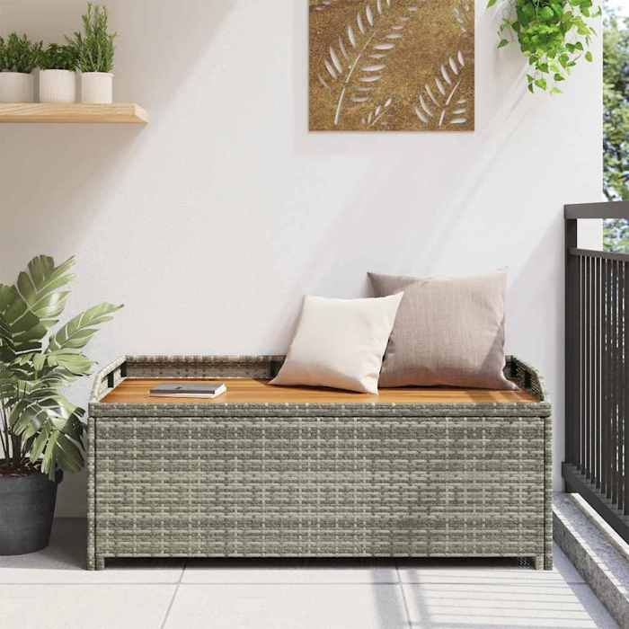 Gris SWEETY® Banc de rangement de jardin - 2 PLACES - 120cm Résine tressée Gris 120x50x50cm - Banquette balcon CL23693552129