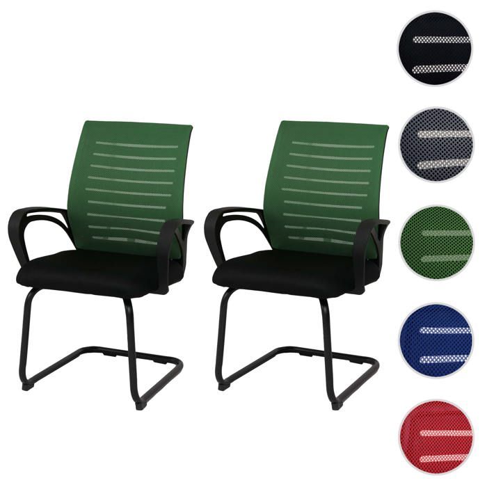 Lot de 2 chaises de salle à manger HWC-K51 vertes piètement noir