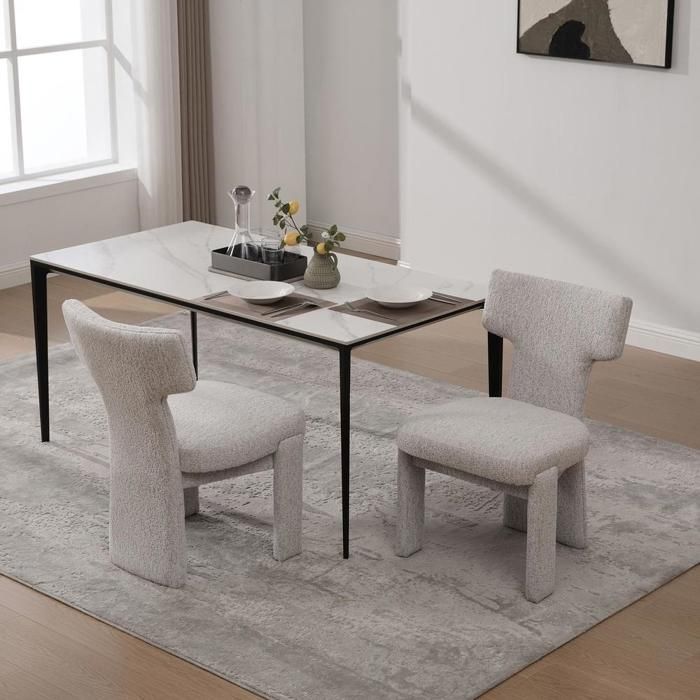 Fauteuil - KOMHTOM - 64x56x86 cm - Lot de 2 - Sans accoudoirs - Assise en chenille