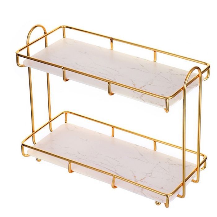 Étagère à 2 niveaux - - Dorée - Support de rangement cosmétique - Structure métallique - Design élég ACCESSOIRES FABRICATION MAISON