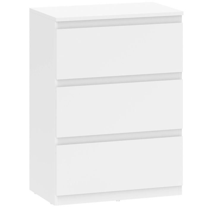 Commode à trois tiroirs meuble de rangement moderne pour chambre à coucher blanc 55 x 34 x 75 cm Commode à trois tiroirs meuble de rangement moderne pour chambre à coucher blanc 55 x 34 x 75 cm