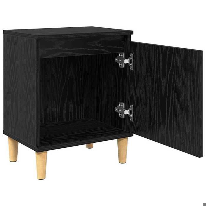 Cabinet de Lit Moderne Noir Table de chevet/nuit avec rangement Chêne noir 40x30x50 cm Bois dingénierie CC4463