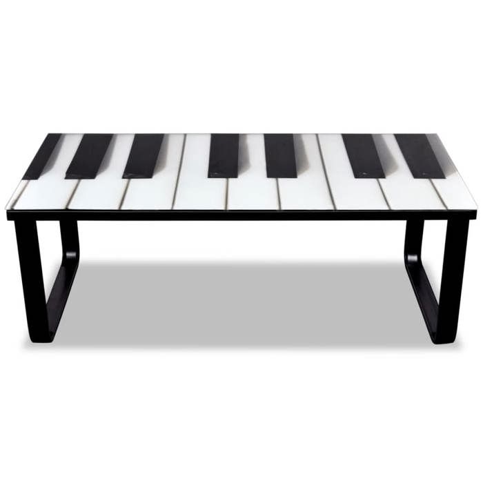 EASYLIFE Table basse avec impression de piano Dessus de table en verre VIDAXL Cadre stable LL1850