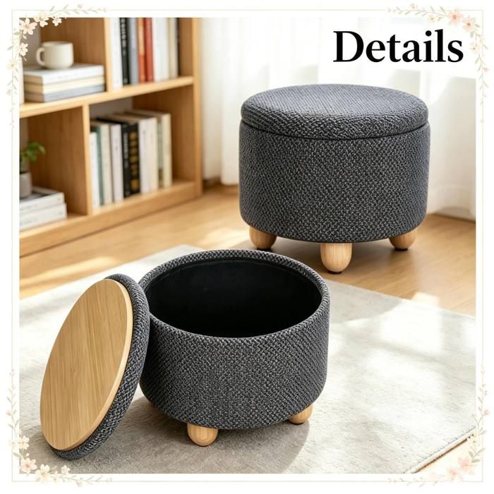 Marchepied avec tabouret à chaussures repose-pieds rond avec rangement