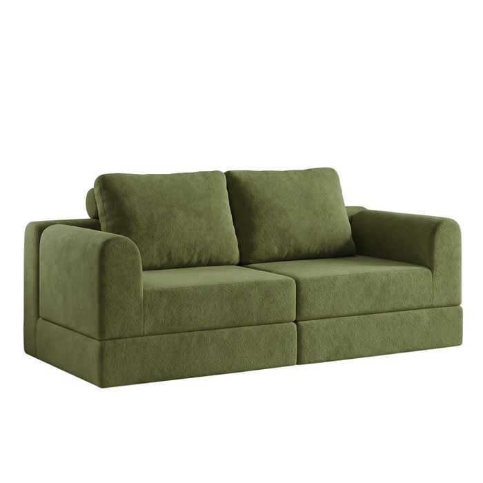 Canapé Convertible 2 Places Canapé Lit Multifonctionnel  sans Assemblage pour Salon & Chambre dInvités Vert