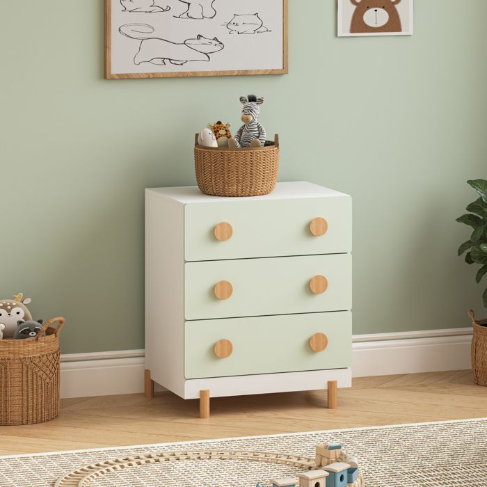 Commode enfant Vaarentaa 55 x 41 x 66 cm blanc vert menthe