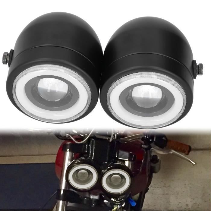 Akozon feu de jour Phare de Moto, Double Phare de Style Moto Rétro pour la Plupart des Motos moto optique