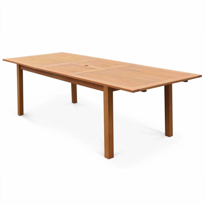 Table de jardin en bois Almeria 180-240cm rectangulaire avec allonge