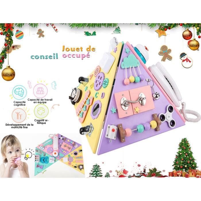 Busy Board Montessori En Bois – Panneau D’activités 15,4 X 11,6 Pouces – Serrures, Lacets, Engrenages – Pour 3 Ans Et +