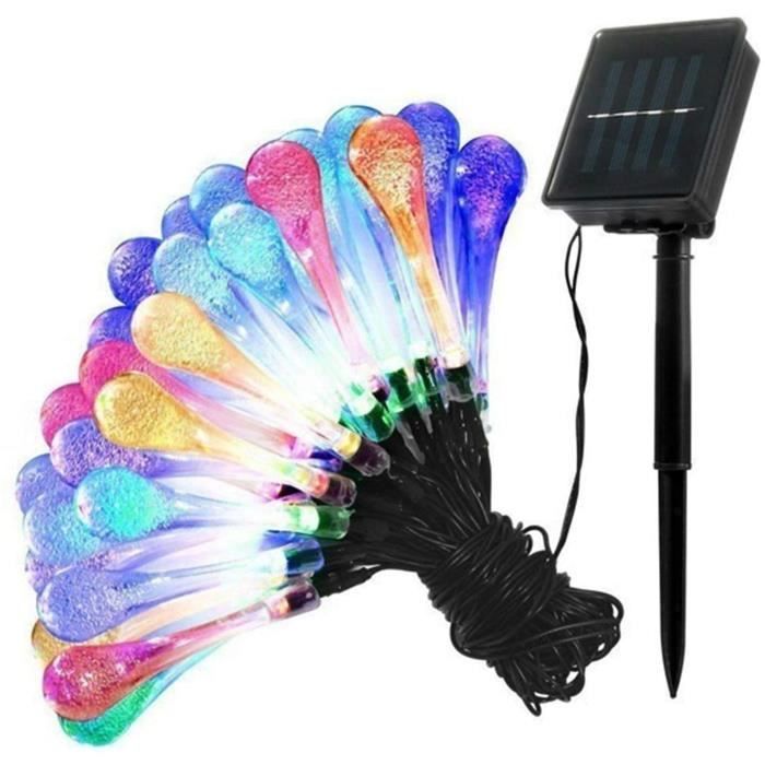 7m 50 LED Guirlande Lumineuse Solaire Goutte DEau 8 Modes Extérieur Imperméable Convient Pour Garden Party Noël Etc.(Couleur)
