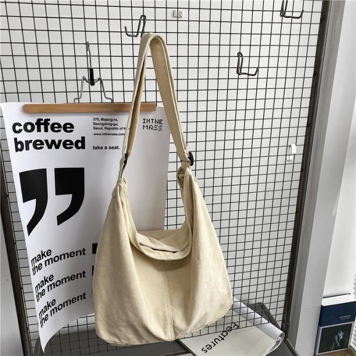 Blanc beige Sac Main En Toile De Coton pais Pour Femmes Sac