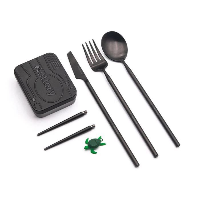 Set d'argenterie Ensemble de table à couverts en acier inoxydable ustensile à couverts pour la cuisine 30pcs noir - Sport