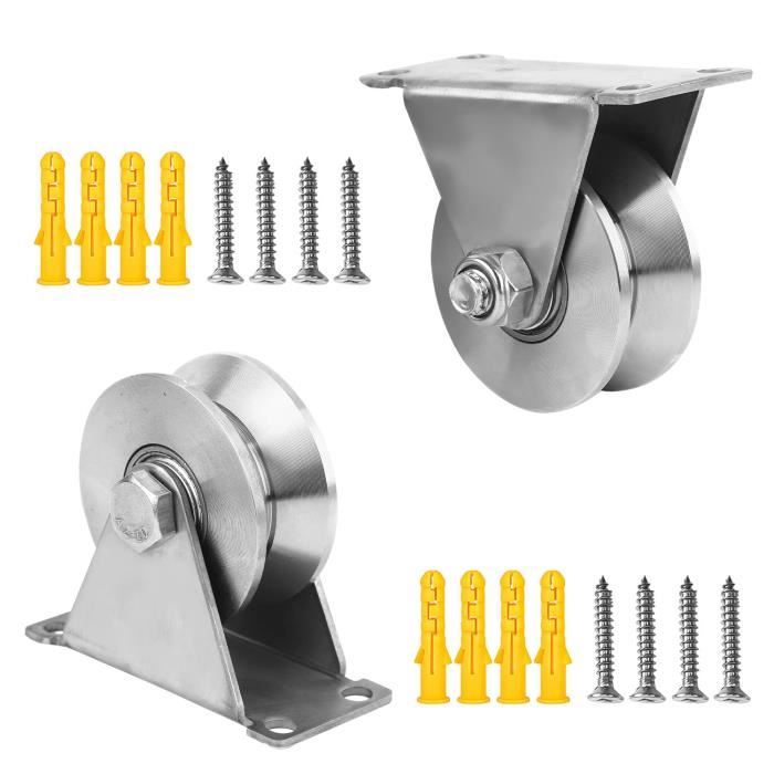 Lot De 2 Poulies De Levage 200 Kg – Acier Inoxydable – Poulie Renvoi Câble 34 Mm – Silencieuse Et Robuste Pour Garage, Linge, Fitness
