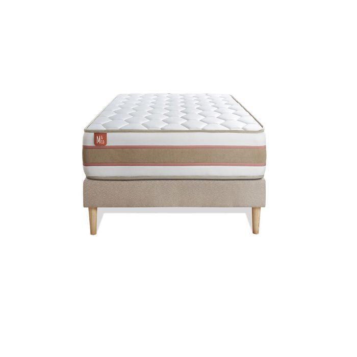 Ensemble LE DÉLICAT 90x190cm Ressorts ensachés + Mémoire de forme 5 zones de confort - Ep. 26cm + sommier kit Beige Ensemble LE DÉLICAT 90x190cm Ressorts ensachés + Mémoire de forme 5 zones de confort - Ep. 26cm + sommier kit Beige