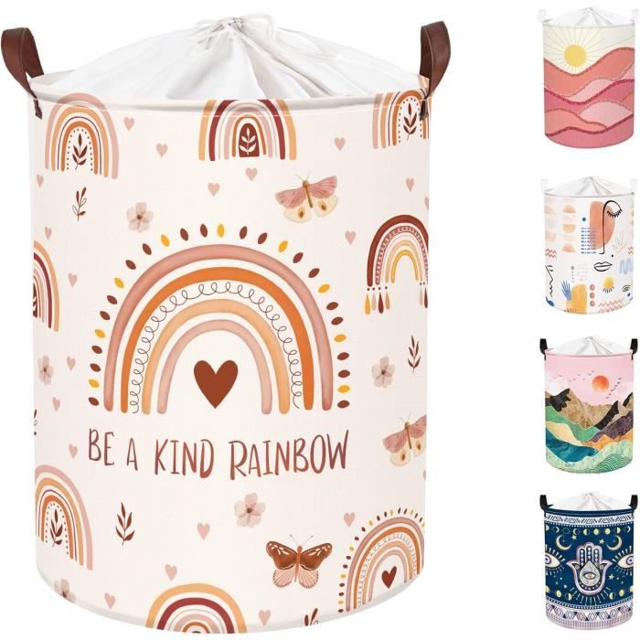 Grand panier à linge en feuilles de palmier tropicales imperméable avec poignée - Panier à linge