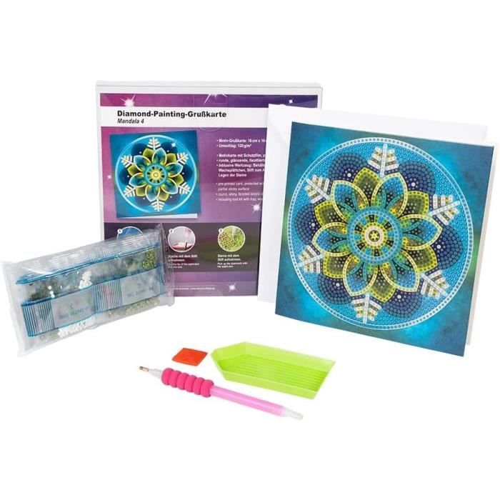Kit Carte De Noël Diamant Painting - DIY, 6 Ou 12 Cartes Avec Enveloppes, Art Diamant 5D