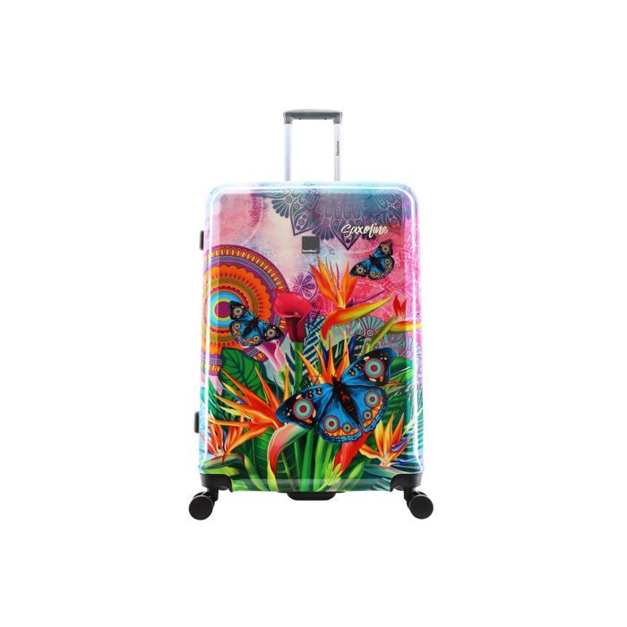 Housse De Protection Pour Valise Motif Fleurs Rouges - Lavable, élastique, Anti-rayures, Avec Fentes Pour Poignées