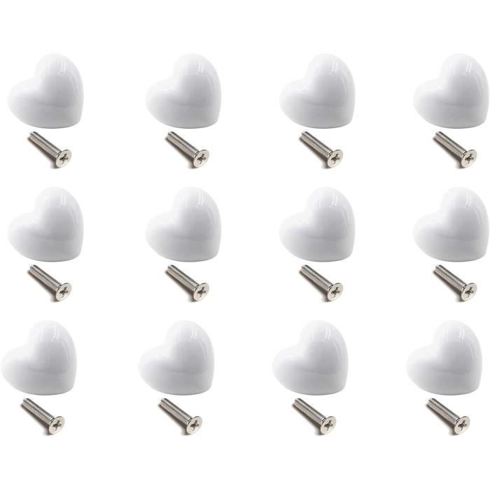 Lot de 10 boutons de porcelaine Blanc 38 mm en céramique – Placard/tiroir/ porte tirer Poignées
