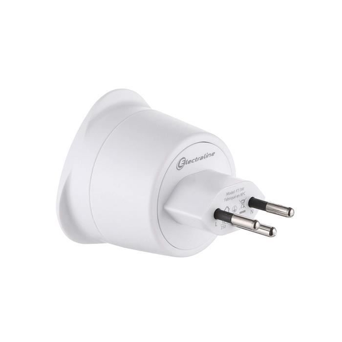 Electraline 70053 Adaptateur de voyage France//Europe vers UK 2 Broches Europe vers 3 Broches Uk White