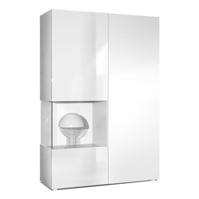 Vladon Vitrine Morena Corps en Blanc mat- insert en Blanc mat Vladon Vitrine Morena Corps en Blanc mat- insert en Blanc mat