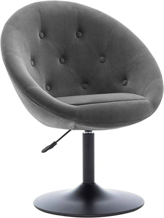 fauteuil oeuf capitonné design tissu velours chaise bureau pivotant gris - fal09073 - gris - tissu