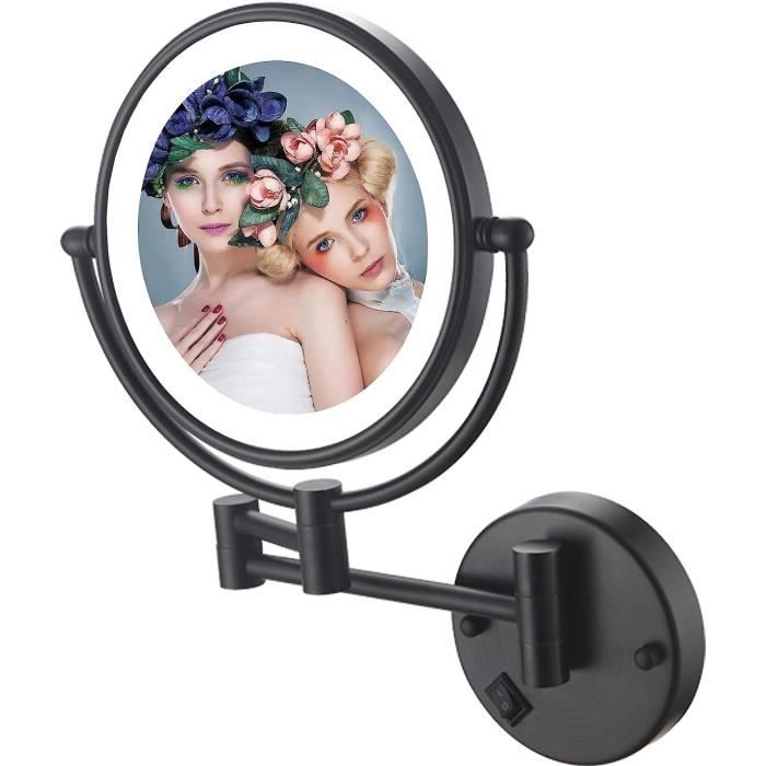 LANSI Miroir De Maquillage Mural Rechargeable, Miroir Grossissant
