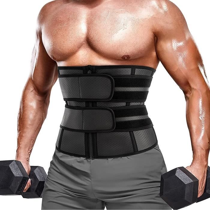 Ceinture de Sudation Homme - Gaine Amincissante Ventre Plat - Noir - Fitness - Respirant