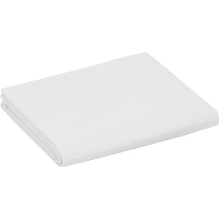 Drap plat 1 place et 2 places 100% coton/57 fils/cm² - Couleur: Linge de lit Blanc - Taille de drap plat: 240 x 300 cm pour lit 2 p