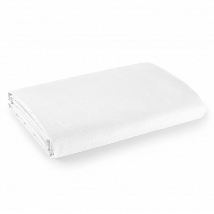 Drap plat 1 place et 2 places 100% coton/57 fils/cm² - Couleur: Linge de lit Blanc - Taille de drap plat: 240 x 300 cm pour lit 2 p