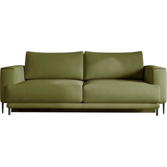 Canapé 3/4 places convertible et espace de rangement - vert olive - en tissu de qualité DANY Canapé 3/4 places convertible et espace de rangement - vert olive - en tissu de qualité DANY
