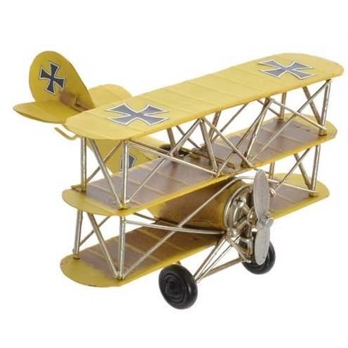 Ancien Avion Playmobil Replique Avion Ancien Jaune De Collection Vintage Retro Metal
