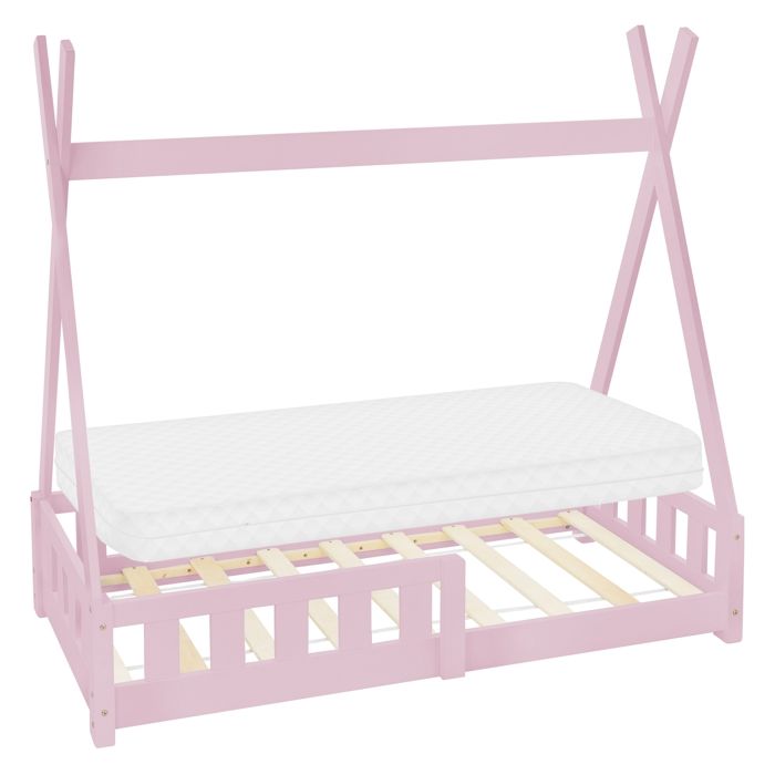 ML-Design Lit Enfant Tipi 70x140 cm Rose avec Matelas &agrave; Mousse Froide Polyester, Housse
