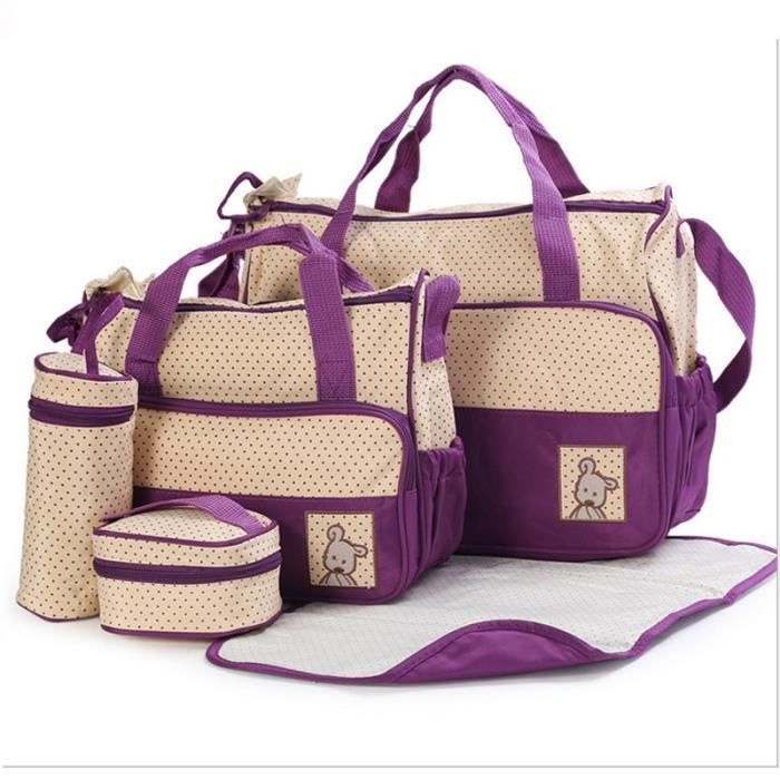 Ensemble de sacs à langer 5 pièces pour bébés de 0 à 4 ans Noir Sac à langer pour couches 
