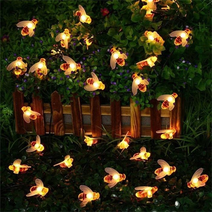 2M 20LED Abeille Decoration mariage champetre Guirlande lumineuse exterieure solaire, Guirlande solaire exterieur pour noel, mariage