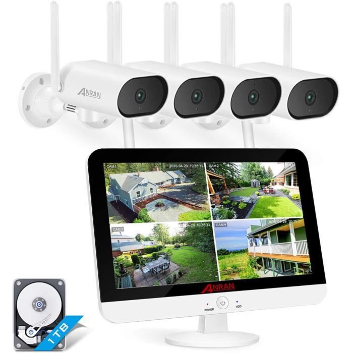 Kit Vidéo Surveilla ANRAN 3MP Caméra de Surveillance Extérieure Rotative à 180° 
