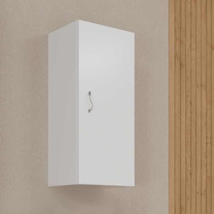 MEUBLE MURAL DE SALLE DE BAINS À PORTE UNIQUE RÉVERSIBLE BLANC BRILLANT  EASY