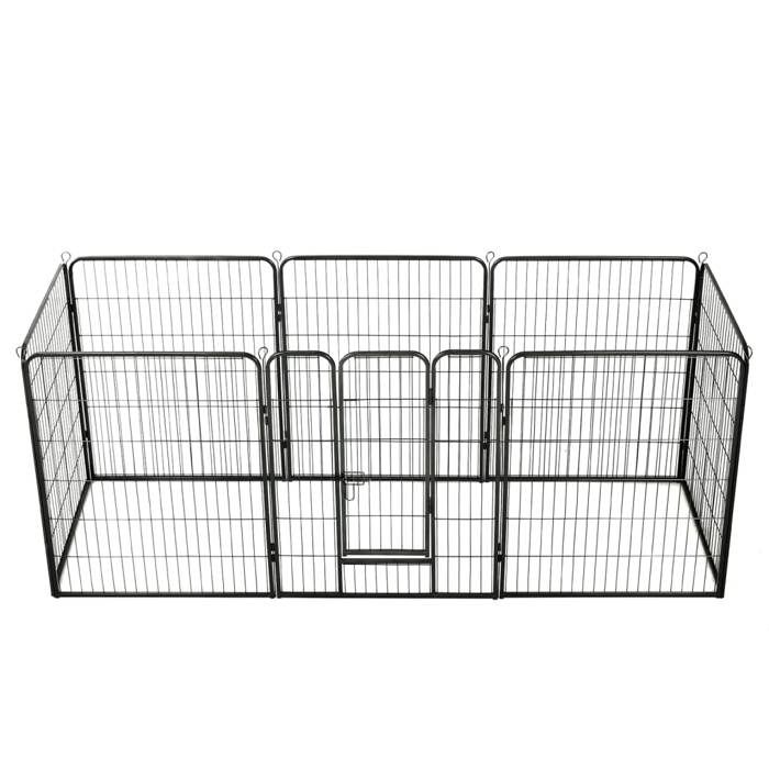 vidaXL Parc pour chiens 8 panneaux Acier