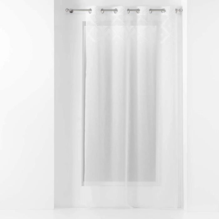 douceur d/'intérieur Voilage à oeillets 140 x 240 cm voile sablé avec top pompons melusine blanc