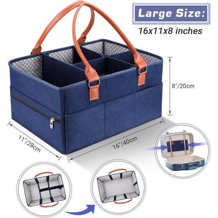 Hililand Organisateur De Panier De Couches Bebe Organisateur De Chariot A Couches Pour Bebe Grand Panier De Rangement A Cdiscount Maison