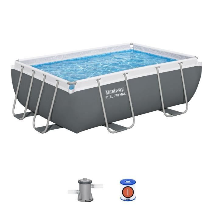 Kit Piscine hors sol tubulaire BESTWAY Steel Pro MAX™ 282 x 196 x 84 cm Rectangulaire Filtre a cartouche 1 cartouche - vue 2