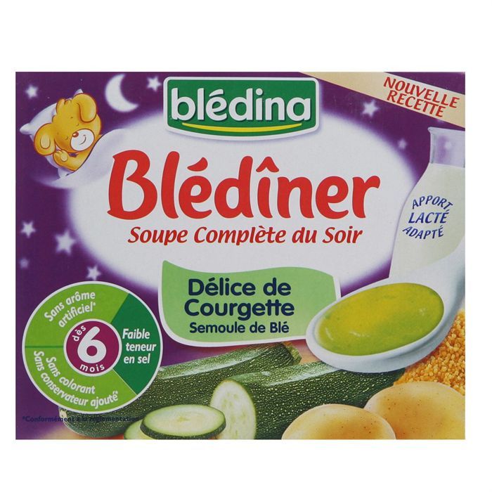 BLEDINA Blédîner Soupe du soir Délice de Courgettes semoule