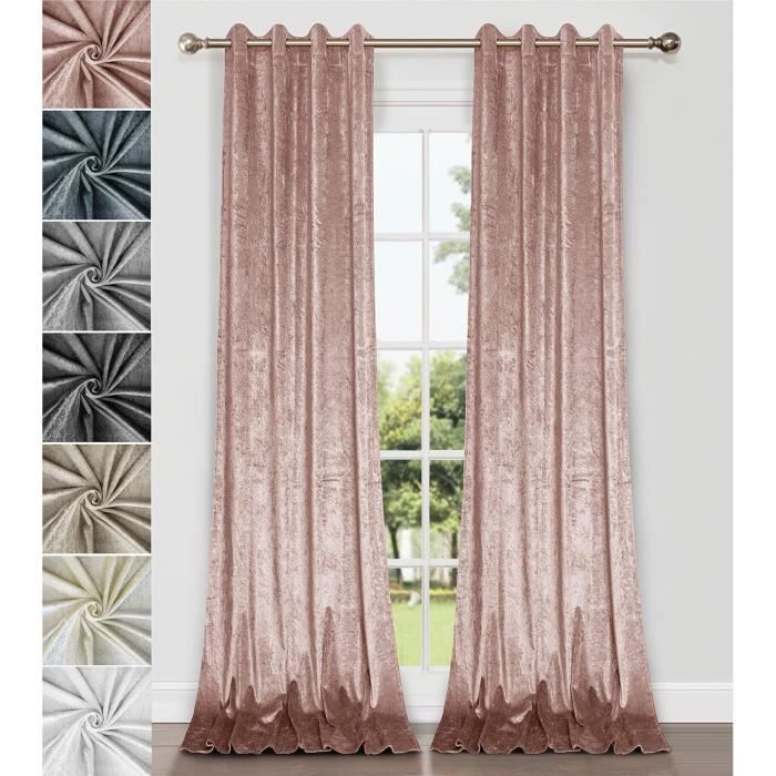 Paire De Rideaux Barbade Thermiques Totalement Occultants 2 Panneaux De 70 X 120 Cm Avec Poche