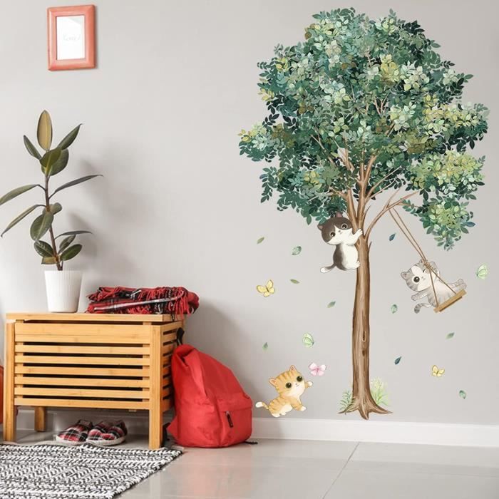 Autocollant Mural Feuilles Tropicales - Sticker Plantes Vertes Amovible Pour Salon, Chambre Ou Bureau - 30x90 Cm