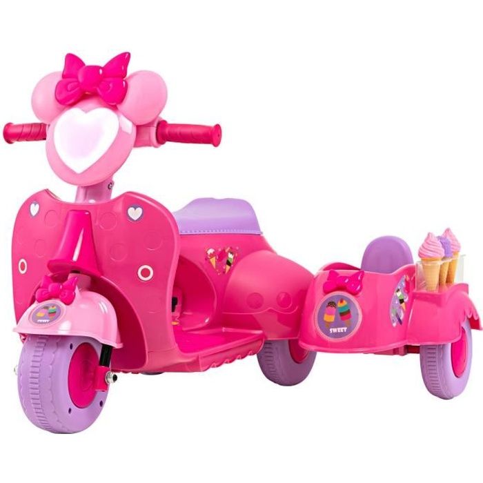 Minnie - Véhicule Scooter avec Side-Car et Figurine 7,5 cm - Jouet pour  enfants dès 3 ans rose 