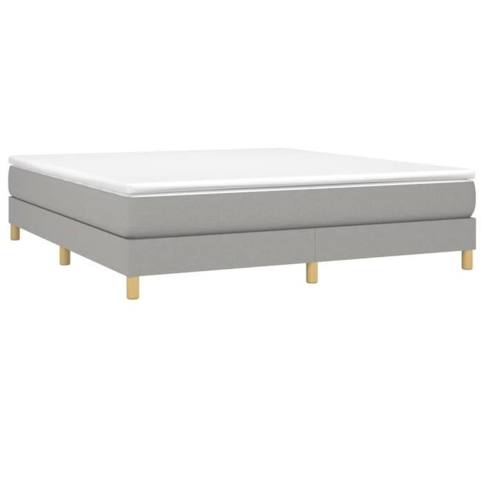 Sommier à ressorts - CUQUE - Gris clair - 180x200 cm - Tissu 100% polyester - 2 places