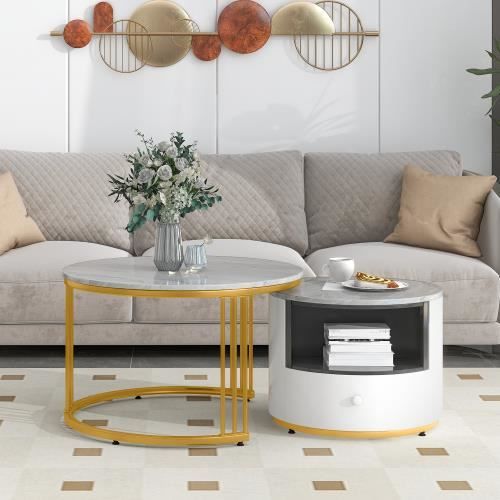 Ensemble de tables gigognes modernes en placage de marbre - TIMPFEE